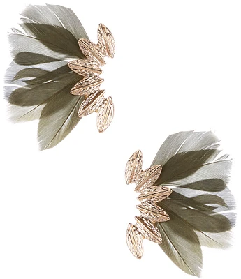 Anna & Ava Half Feather Fan Drop Earrings