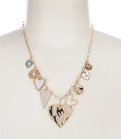 Anna & Ava Heart Charm Short Pendant Statement Necklace