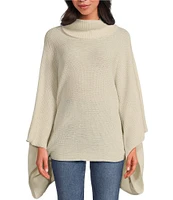 Anna & Ava High-Low Solid Turtleneck Poncho