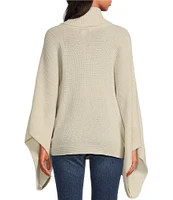 Anna & Ava High-Low Solid Turtleneck Poncho