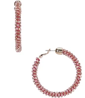 Anna & Ava Light Rose Rhinestone Chain Wrapped Clutchless Hoop Earrings