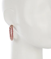 Anna & Ava Light Rose Rhinestone Chain Wrapped Clutchless Hoop Earrings