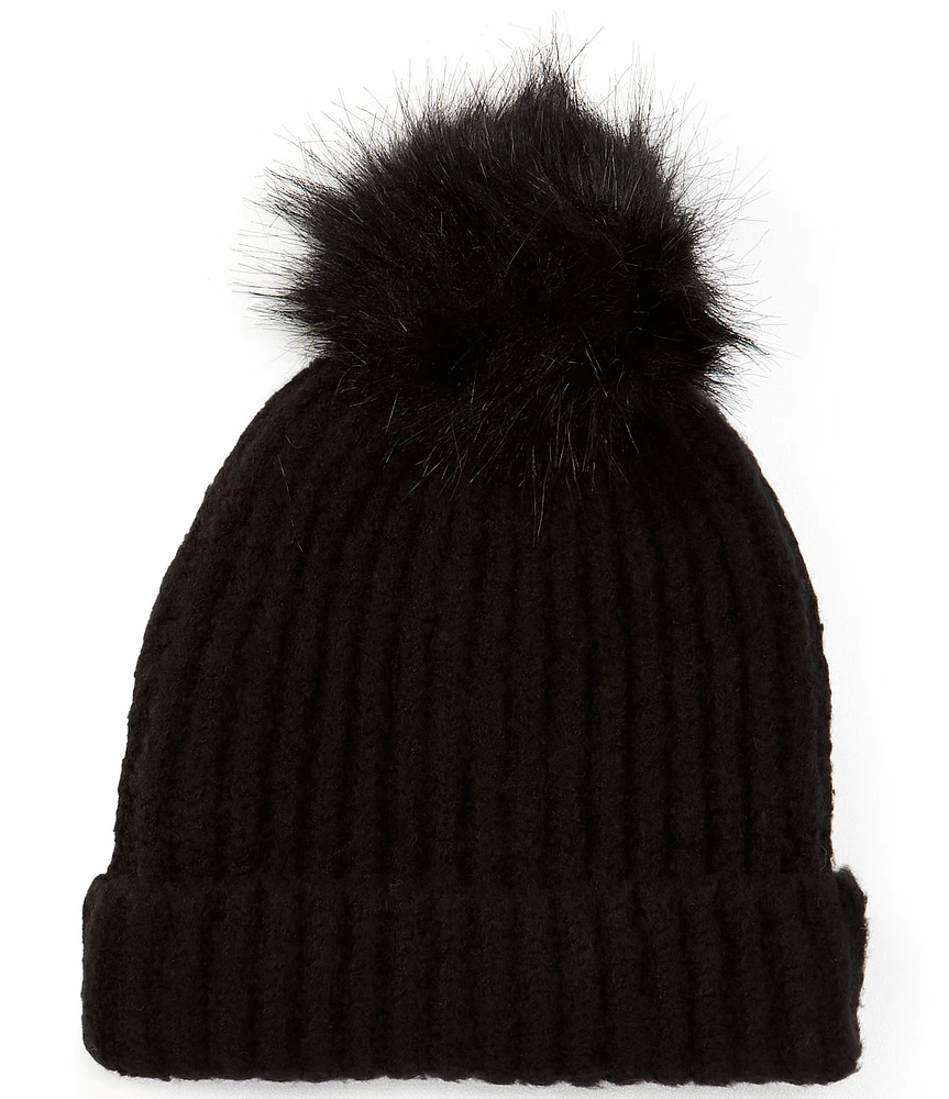 Anna & Ava Lined Basic Pom Knit Beanie