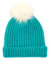 Anna & Ava Lined Basic Pom Knit Beanie