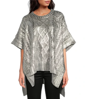 Anna & Ava Metallic Cable Knit Poncho