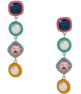Anna & Ava Multi Colored 4 Inset Stone Linear Earrings