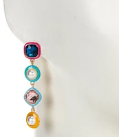 Anna & Ava Multi Colored 4 Inset Stone Linear Earrings