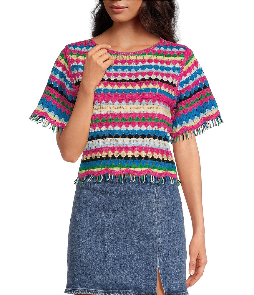 Anna & Ava Crochet Fringe Poncho