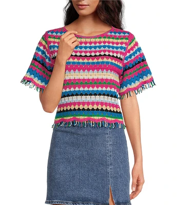 Anna & Ava Crochet Fringe Poncho