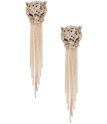 Anna & Ava Pave Rhinestone Tiger Drop Earrings with Tassels