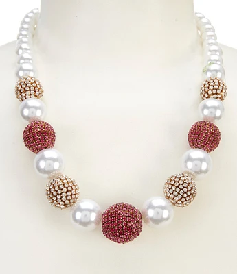 Anna & Ava Pearl and Rhinestone Ball Collar Necklace