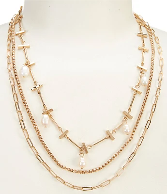 Anna & Ava Pearl and Stick Long Multi-Strand Necklace