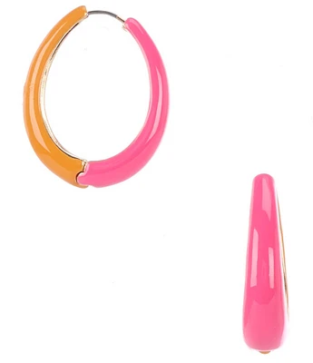Anna & Ava Pink & Orange Epoxy Oval Hoop Earrings