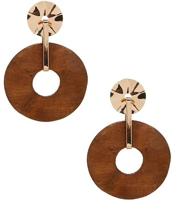 Anna & Ava Post with Wood Circle Textured Orbital Drop Earrings