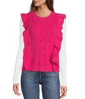 Anna & Ava Ruffle Cable Knit Poncho