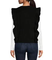 Anna & Ava Ruffle Cable Knit Poncho