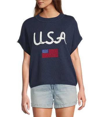 Anna & Ava U.S.A Script Cropped Pullover
