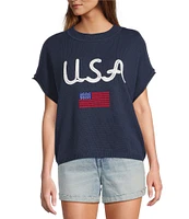 Anna & Ava U.S.A Script Cropped Pullover