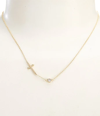 Anna & Ava Waterproof Delicate Cross and Cubic Zirconia Chain Necklace