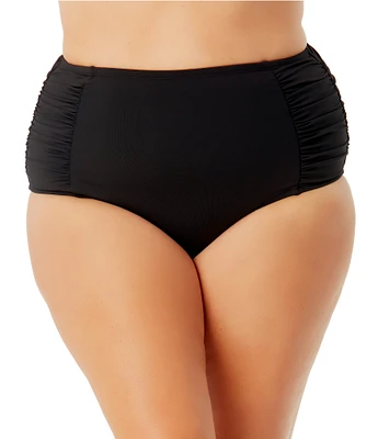 Anne Cole Plus Size Live In Color High Waisted Shirred Swim Bottom