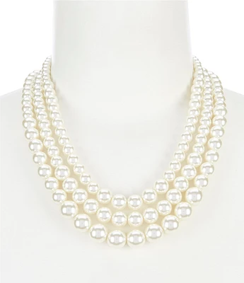 Anne Klein Blanc Pearl Three Row Collar Necklace