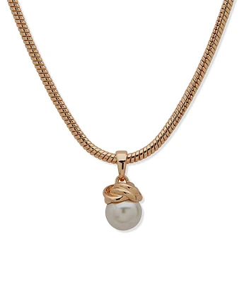 Anne Klein Blanc Snake Knot Short Pendant Necklace