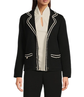 Anne Klein Braid Trim Notch Collar Blazer