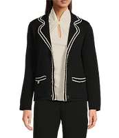Anne Klein Braid Trim Notch Collar Blazer