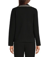 Anne Klein Braid Trim Notch Collar Blazer