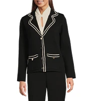 Anne Klein Braid Trim Notch Collar Blazer