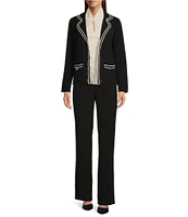 Anne Klein Braid Trim Notch Collar Blazer