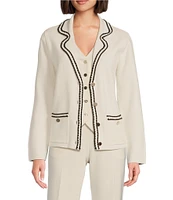 Anne Klein Braid Trim Notch Collar Blazer