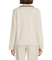 Anne Klein Braid Trim Notch Collar Blazer