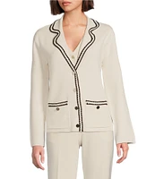 Anne Klein Braid Trim Notch Collar Blazer