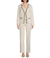 Anne Klein Braid Trim Notch Collar Blazer