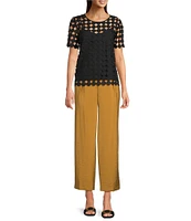 Anne Klein Chemical Lace Crew Neck Short Sleeve Top
