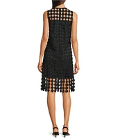 Anne Klein Chemical Lace Round Neck Sleeveless A-Line Midi Dress