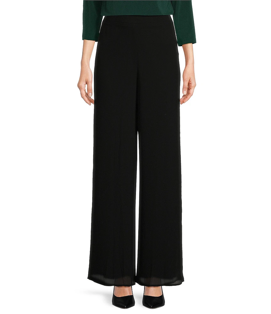 Anne Klein Chiffon Elastic Pull-On High Rise Wide Leg Pants