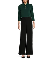 Anne Klein Chiffon Elastic Pull-On High Rise Wide Leg Pants