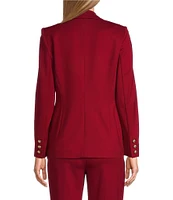 Anne Klein Coordinating Compression Faux Double Breasted Notch Lapel Long Sleeve Button Detail Jacket