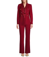 Anne Klein Coordinating Compression Faux Double Breasted Notch Lapel Long Sleeve Button Detail Jacket