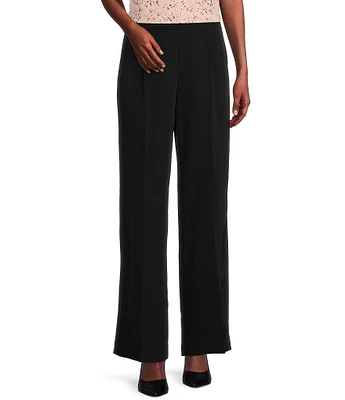 Anne Klein Crepe de Chine High Rise Wide Leg Side Zip Pant