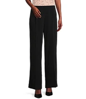 Anne Klein Crepe de Chine High Rise Wide Leg Side Zip Pant