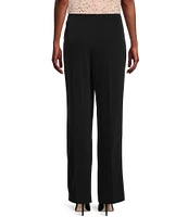 Anne Klein Crepe de Chine High Rise Wide Leg Side Zip Pant