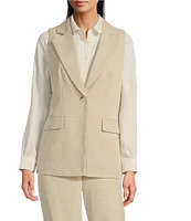 Anne Klein Crossdye Notch Collar 1-Button Vest