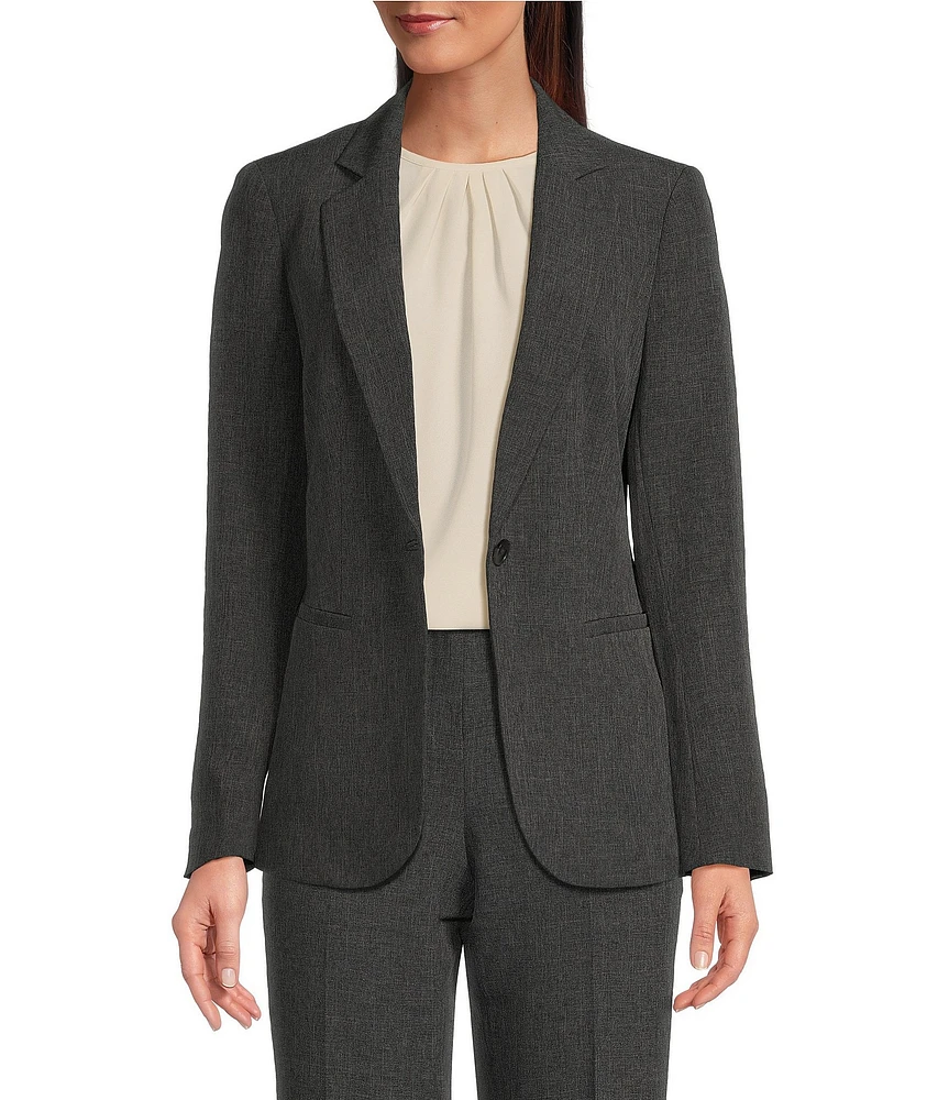 Anne Klein Crossdye Stretch Notch Lapel One-Button Blazer