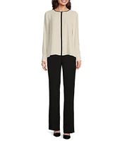 Anne Klein Cut-Out Round Neck Long Sleeve Blouse