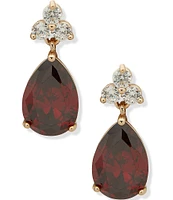 Anne Klein Gold Tone CZ Pear Stone Drop Earrings