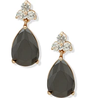 Anne Klein Gold Tone CZ Pear Stone Drop Earrings