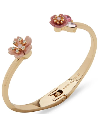 Anne Klein Gold Tone Multi Flower Stone Cuff Bracelet